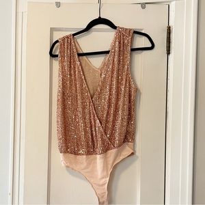 Sequined Rose Gold Lush Bodysuit